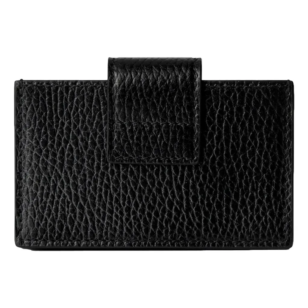 Gucci GG Marmont Leather Card Case Wallet with Gold Double G Snap Closure Black Leather Never worn - Model View