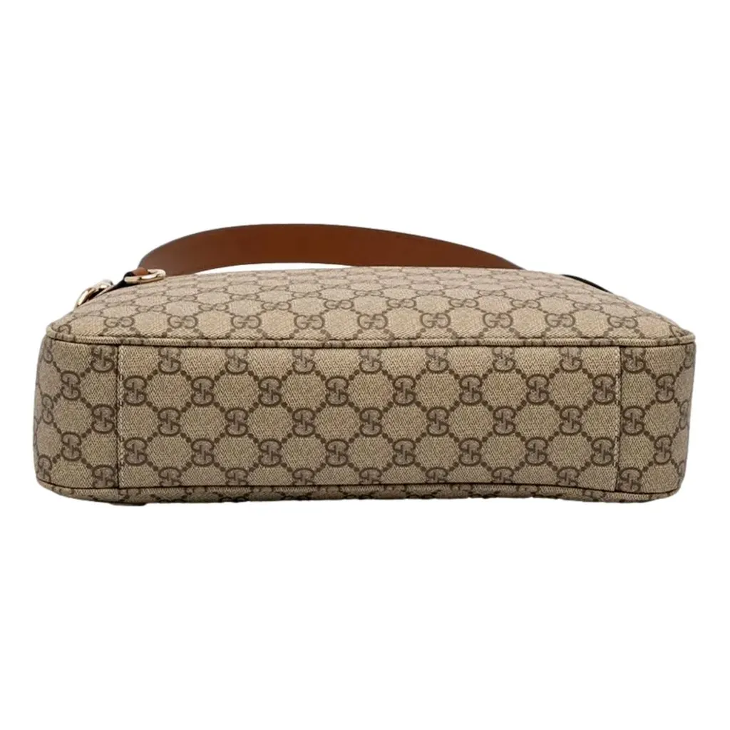 Gucci GG Supreme Emblem Medium Shoulder Bag Brown Beige Brown Canvas Never worn - Inside View