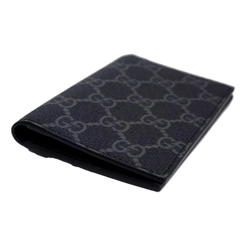 Gucci GG Emblem Black Leather and Canvas Vertical Bifold Wallet Black Leather Never worn - Inside View