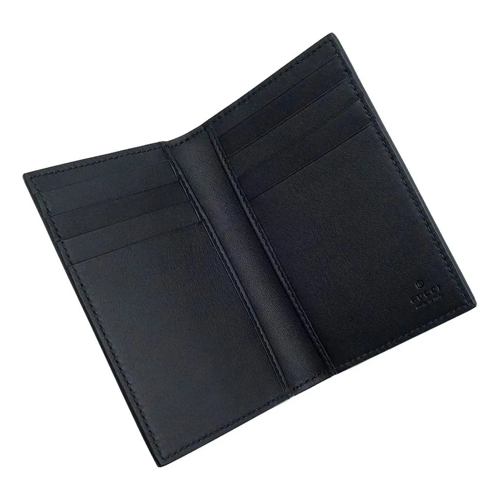 Gucci GG Emblem Black Leather and Canvas Vertical Bifold Wallet Black Leather Never worn - Box View