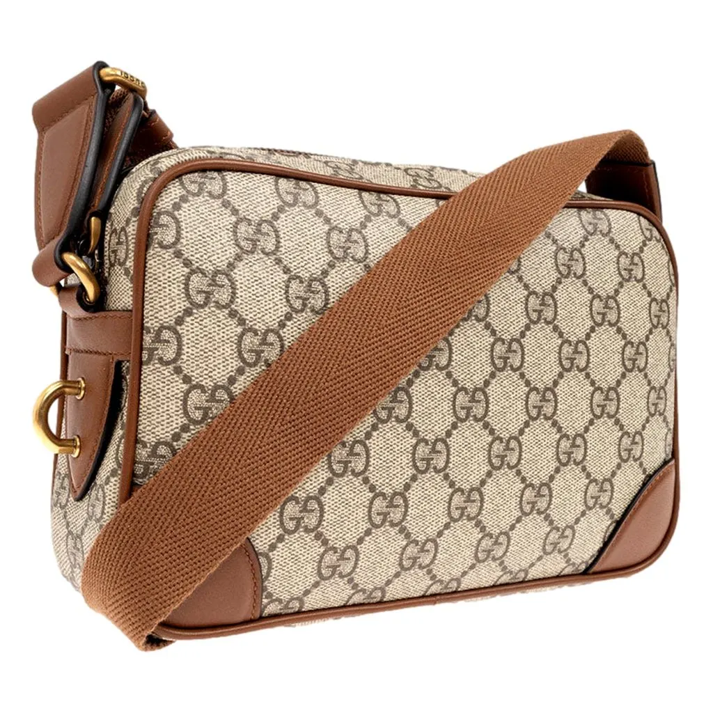 Gucci Gucci GG Supreme Canvas Brown Leather Camera Bag Crossbody Beige Leather Never worn - Inside View