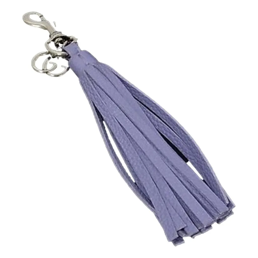 Gucci Lilac Purple Leather Tassel Keychain Charm Purple Leather Never worn - Front View