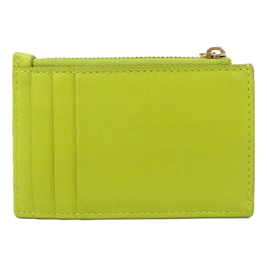 Gucci Bamboo Series Lime Green Leather Zipper Card Holder Wallet Green Leather Never worn - Back View
