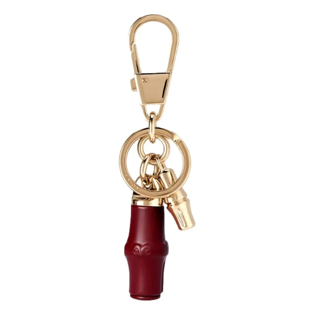 Gucci Bamboo Gold Metal Keychain Charm in Red Red Never worn - Inside View