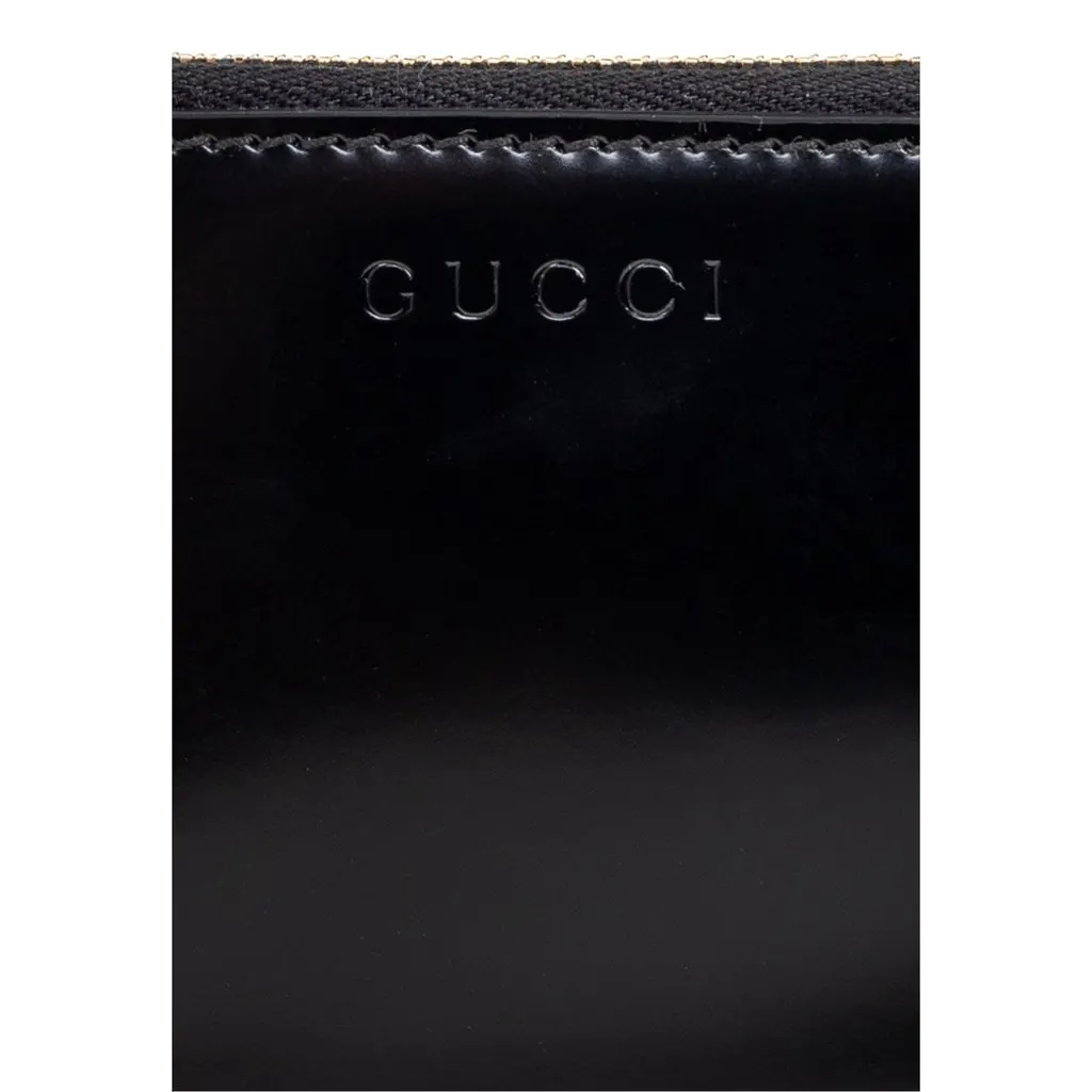 Gucci Bamboo Pull Zipper Black Patent Leather Card Case Wallet Black Leather Never worn - Box View