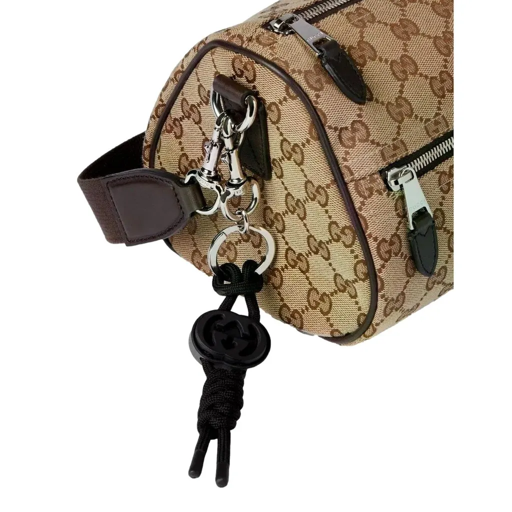 Gucci Interlocking G Rope Twist Keychain Charm in Black Black Leather Never worn - Model View