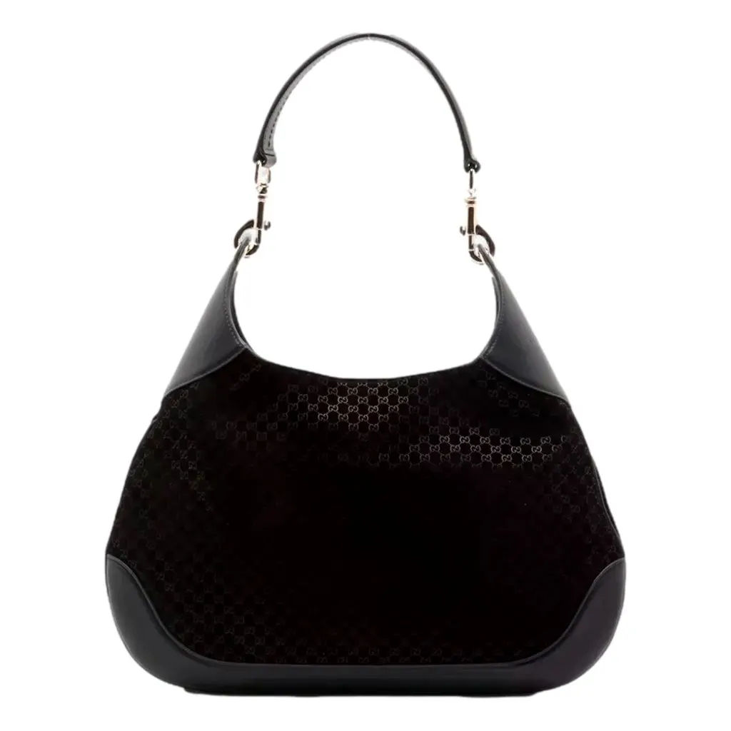 Gucci Gucci Micro GG B Medium Shoulder Bag Black Suede and Leather Black Suede Never worn - Front View