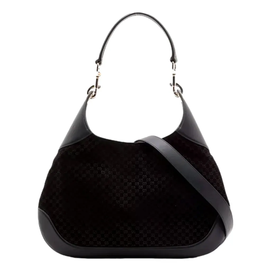 Gucci Gucci Micro GG B Medium Shoulder Bag Black Suede and Leather Black Suede Never worn - Back View