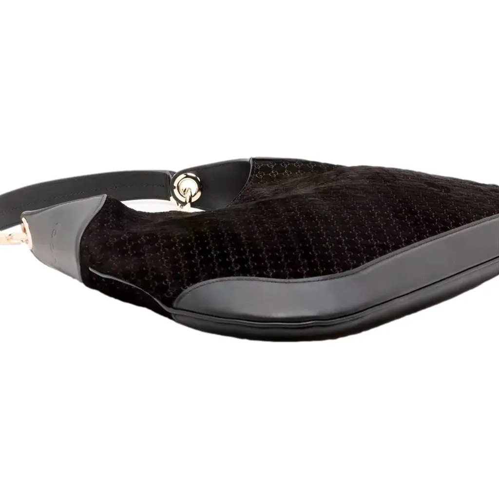 Gucci Gucci Micro GG B Medium Shoulder Bag Black Suede and Leather Black Suede Never worn - Inside View