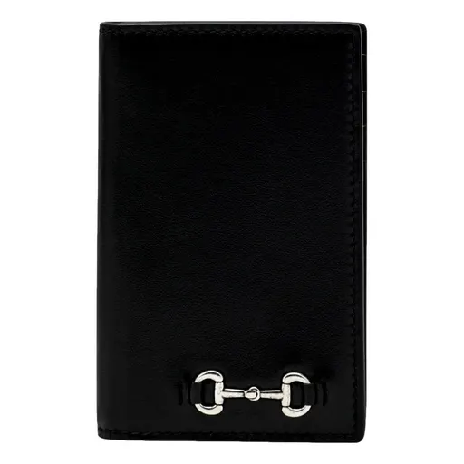 Gucci Horsebit Smooth Calfskin Leather Long Card Case Wallet in Black