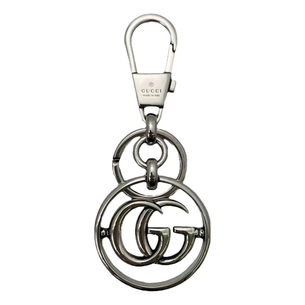 Gucci Interlocking G Metal Key Ring Charm Silver Tone Silver Never worn - Front View
