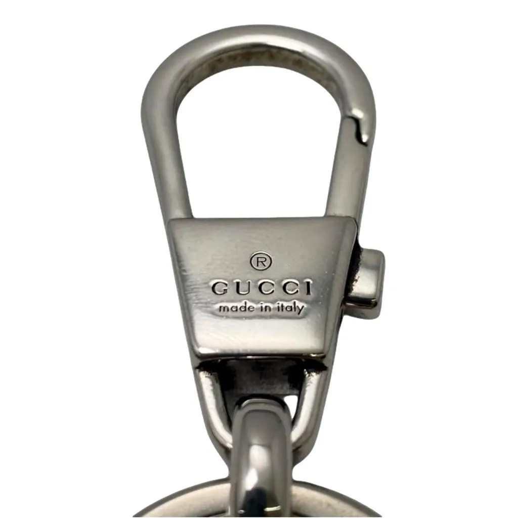 Gucci Interlocking G Metal Key Ring Charm Silver Tone Silver Never worn - Model View