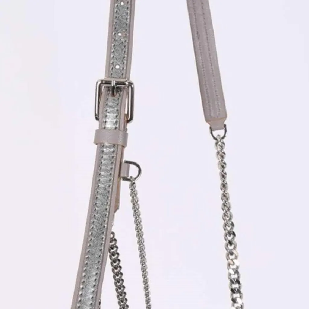Jimmy Choo Metallic Silver Lockett Crossbody Shoulder Bag Black Leather Never worn - Box View