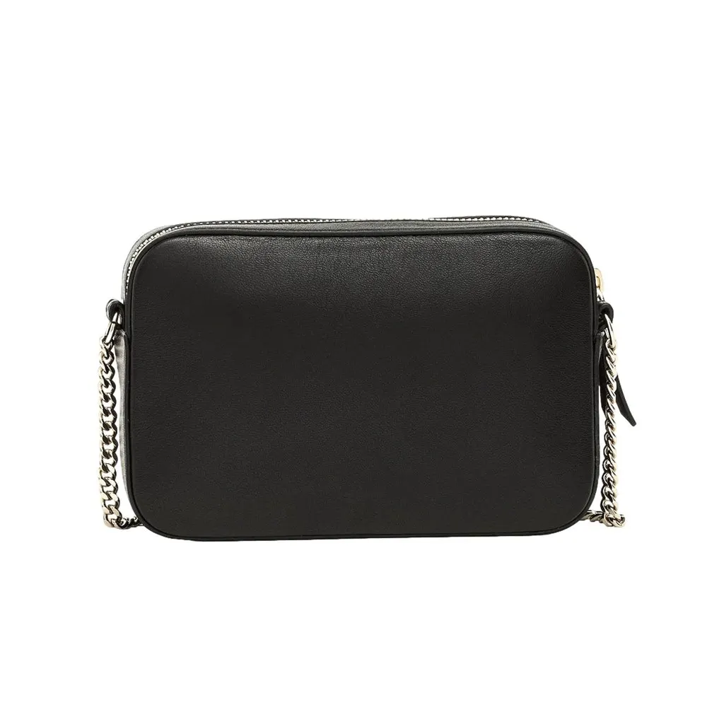 Jimmy Choo Balti Camera Crossbody Bag Black Embossed Leather Chain Strap Black Leather Never worn - Box View
