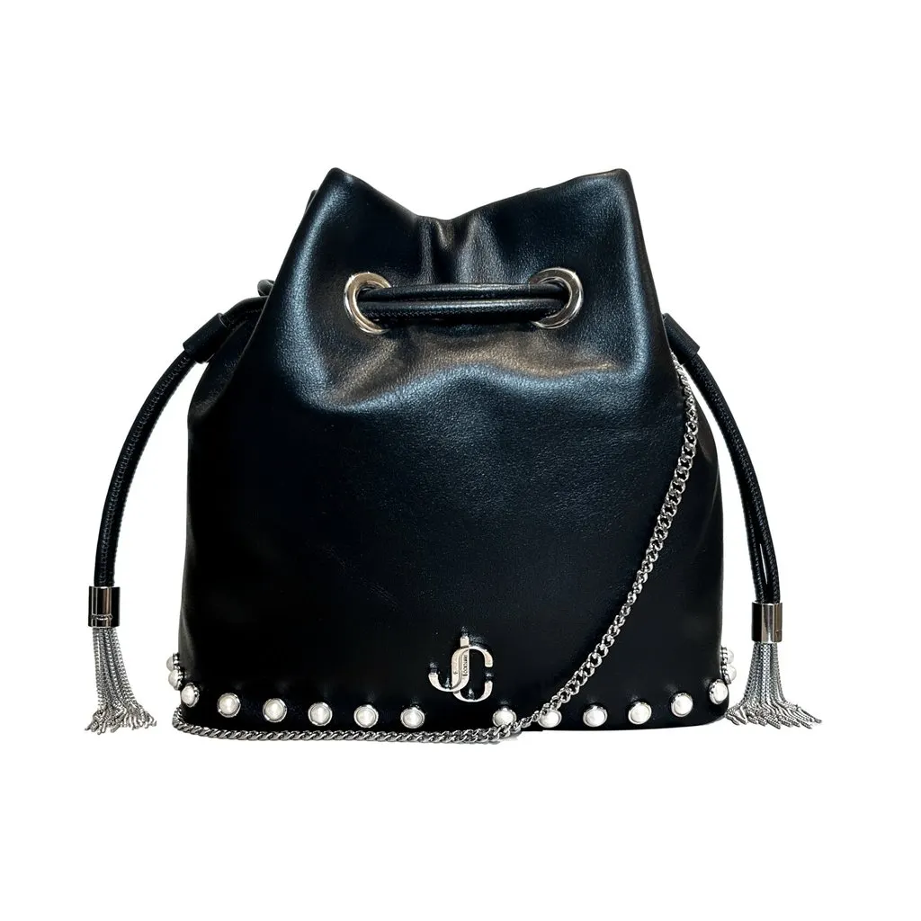 Jimmy Choo Jimmy Choo Marcheline Pearl Small Bucket Crossbody Bag Black Black Leather Never worn - Front View