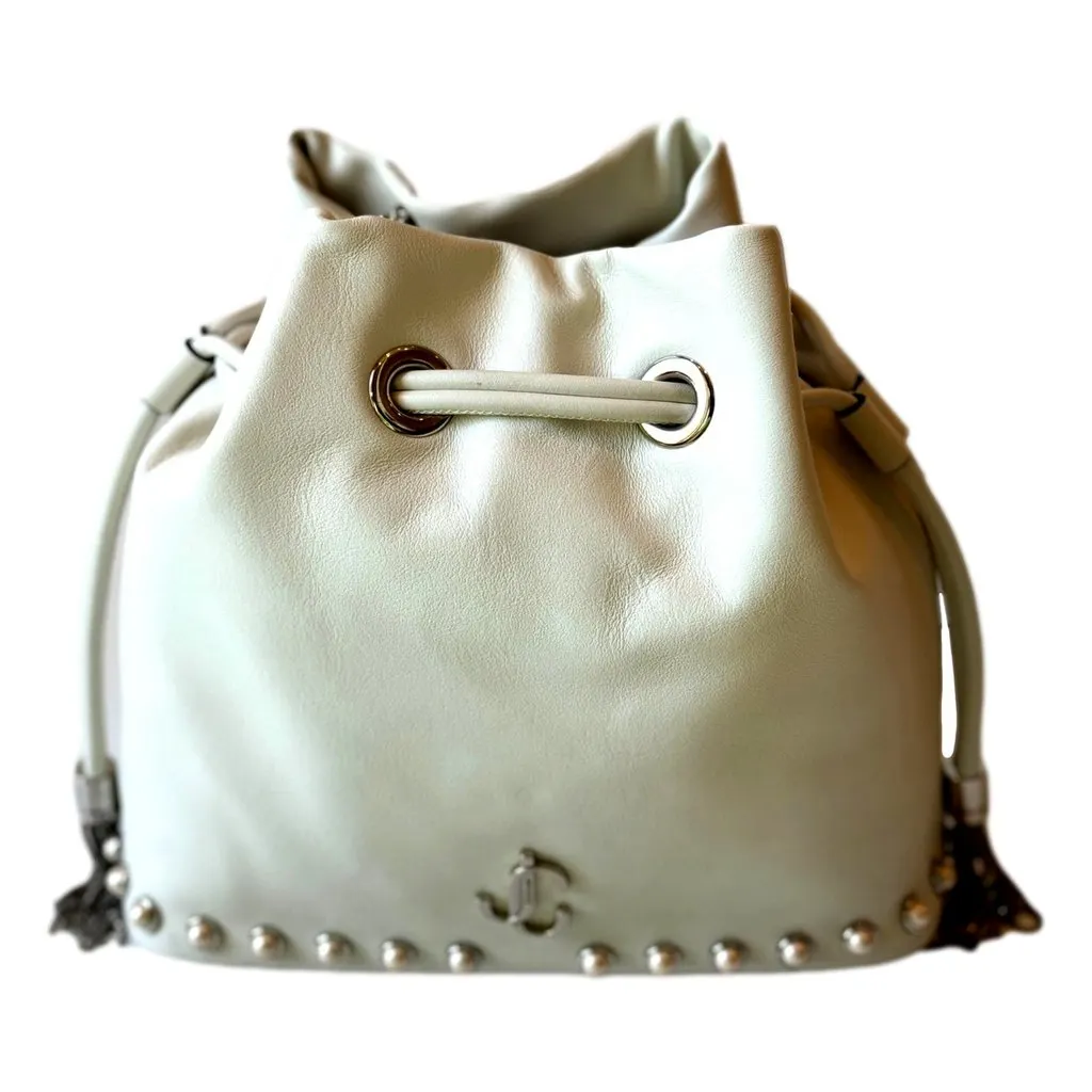 Jimmy Choo Marcheline Pearl Small Bucket Crossbody Bag Ivory White Leather Never worn - Front View