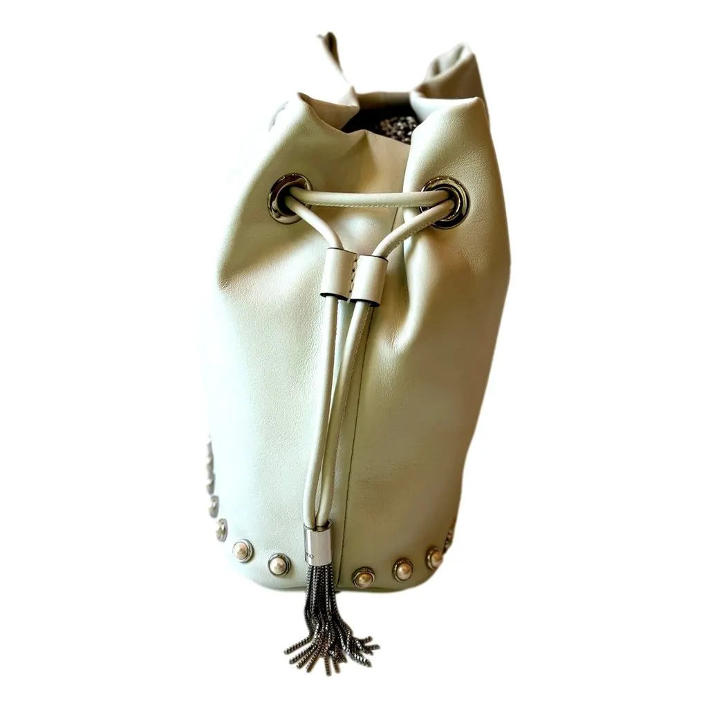 Jimmy Choo Marcheline Pearl Small Bucket Crossbody Bag Ivory White Leather Never worn - Inside View