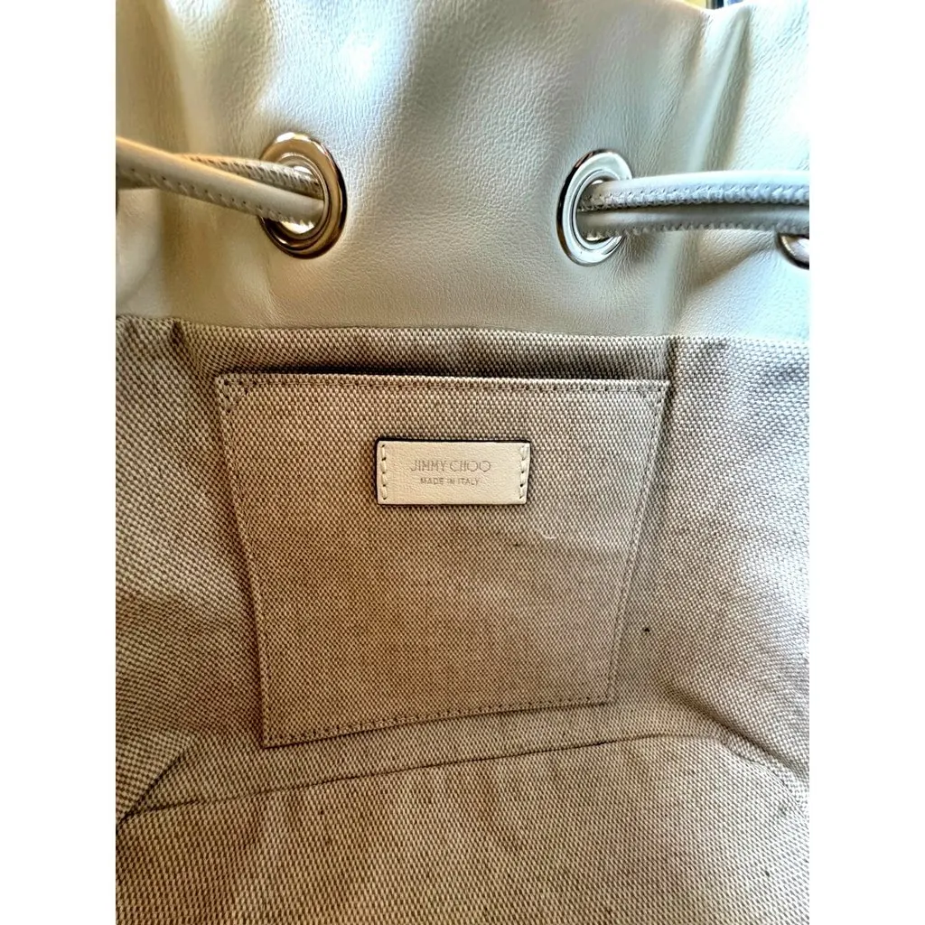 Jimmy Choo Marcheline Pearl Small Bucket Crossbody Bag Ivory White Leather Never worn - Box View
