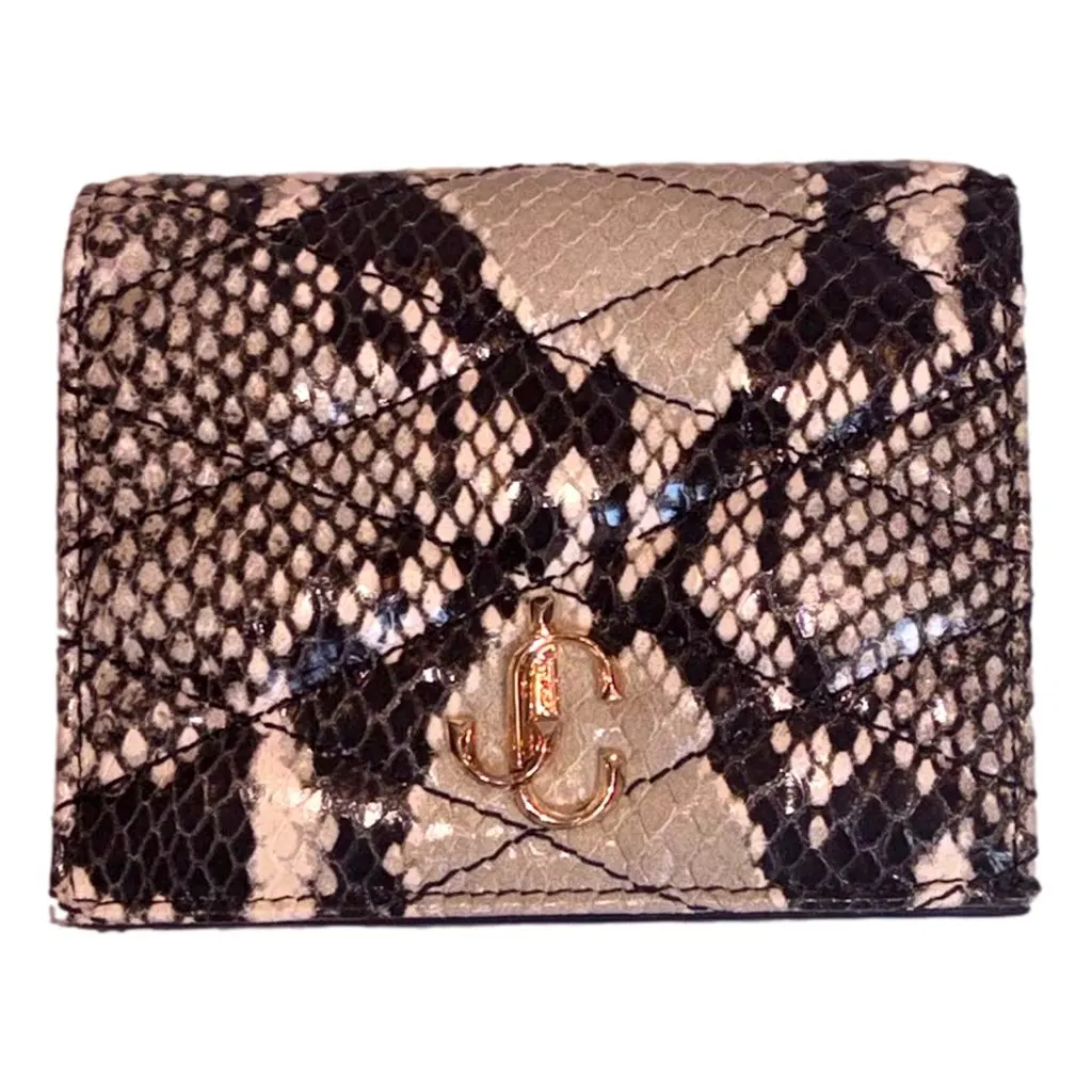 Jimmy Choo Farone Animal Print Leather Card Case Wallet Brown Leather Never worn - Front View