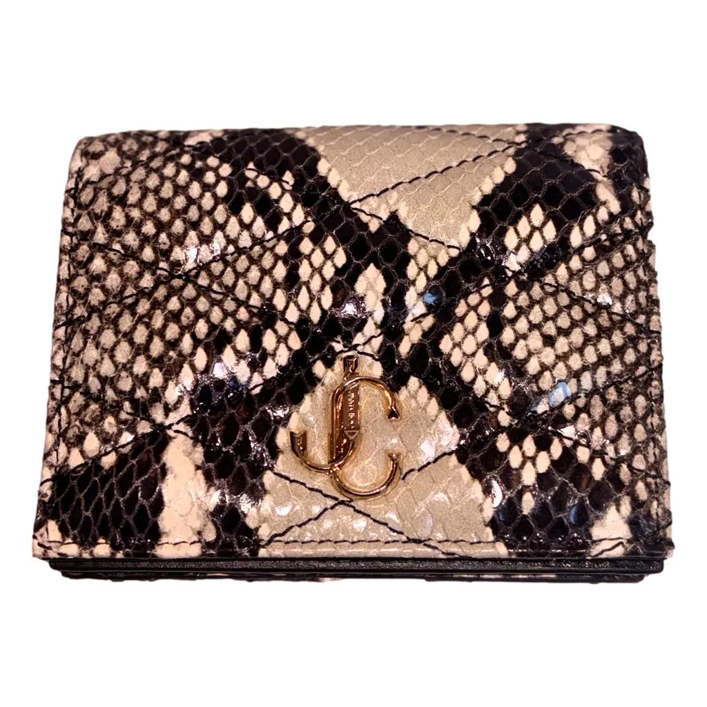 Jimmy Choo Farone Animal Print Leather Card Case Wallet Brown Leather Never worn - Back View