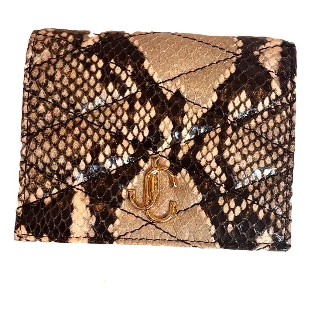 Jimmy Choo Farone Animal Print Leather Card Case Wallet Brown Leather Never worn - Inside View