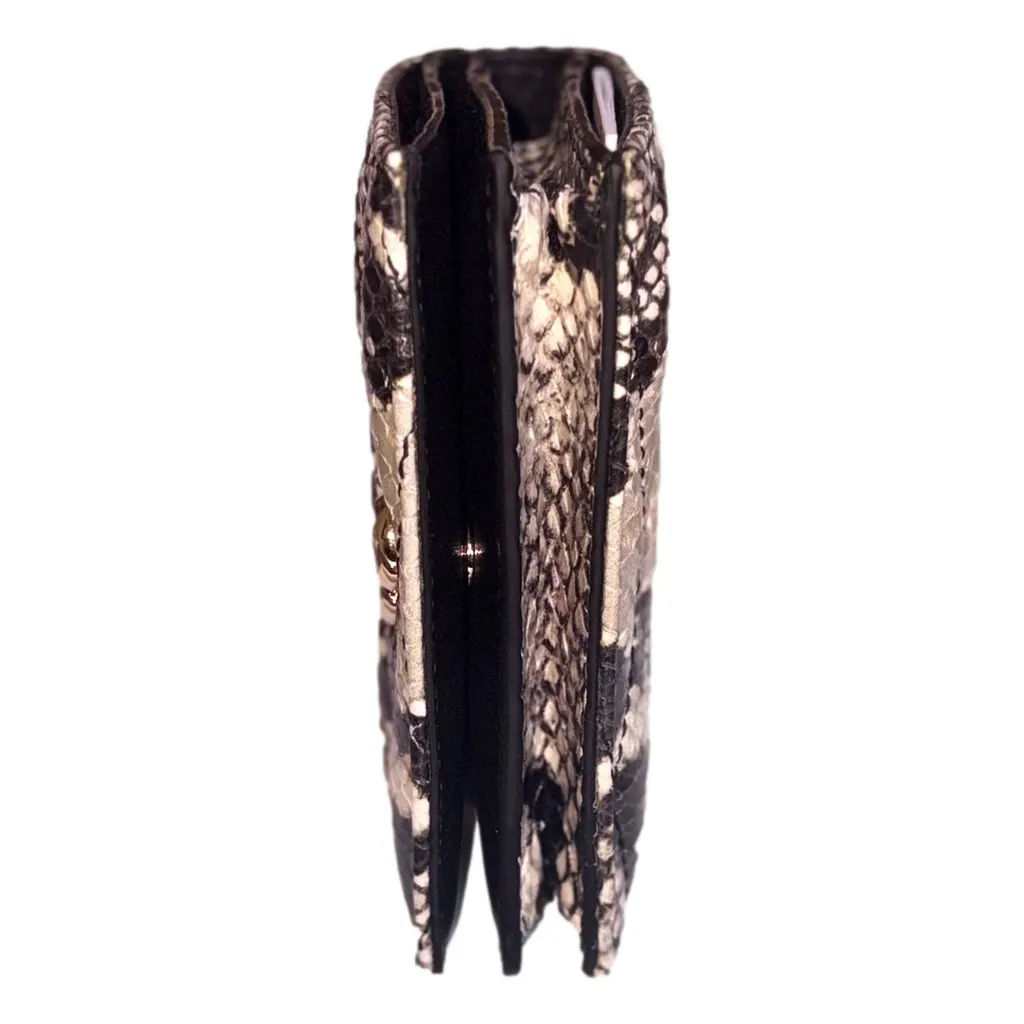Jimmy Choo Farone Animal Print Leather Card Case Wallet Brown Leather Never worn - Model View