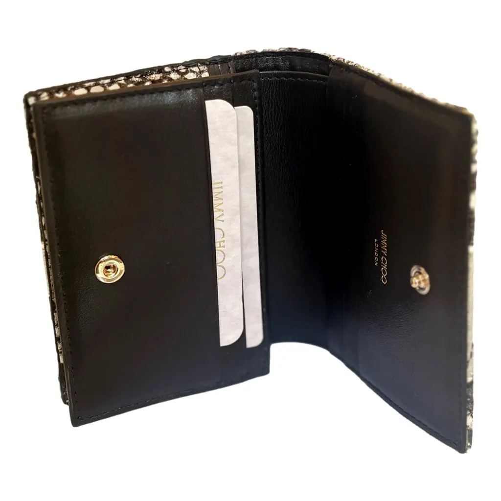 Jimmy Choo Farone Animal Print Leather Card Case Wallet Brown Leather Never worn - Box View