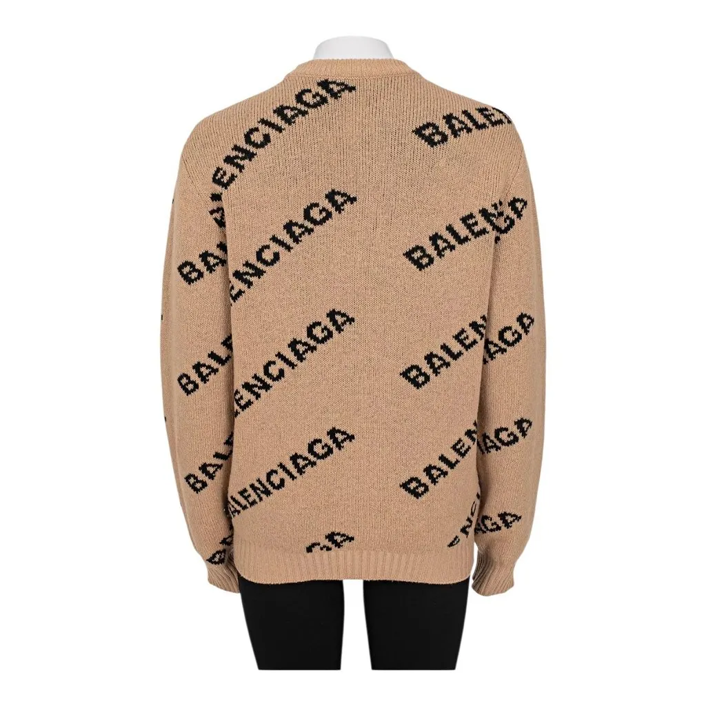Balenciaga Balenciaga Wool Oversized Sweater, Size XS Brown Wool Very good - Back View