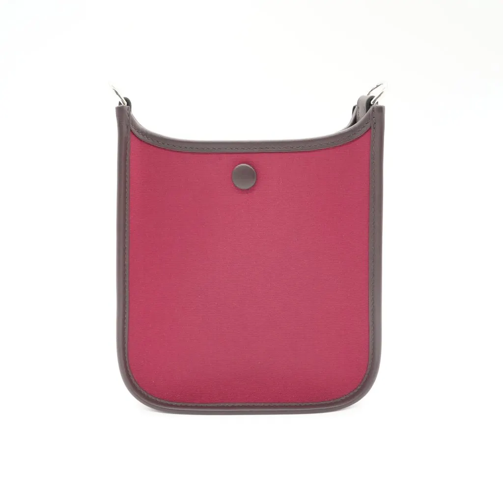 Hermès Evelyn 16 TPM Rubis Toile Canvas Bag  Stamp W:(2024) Burgundy Canvas Very good - Back View