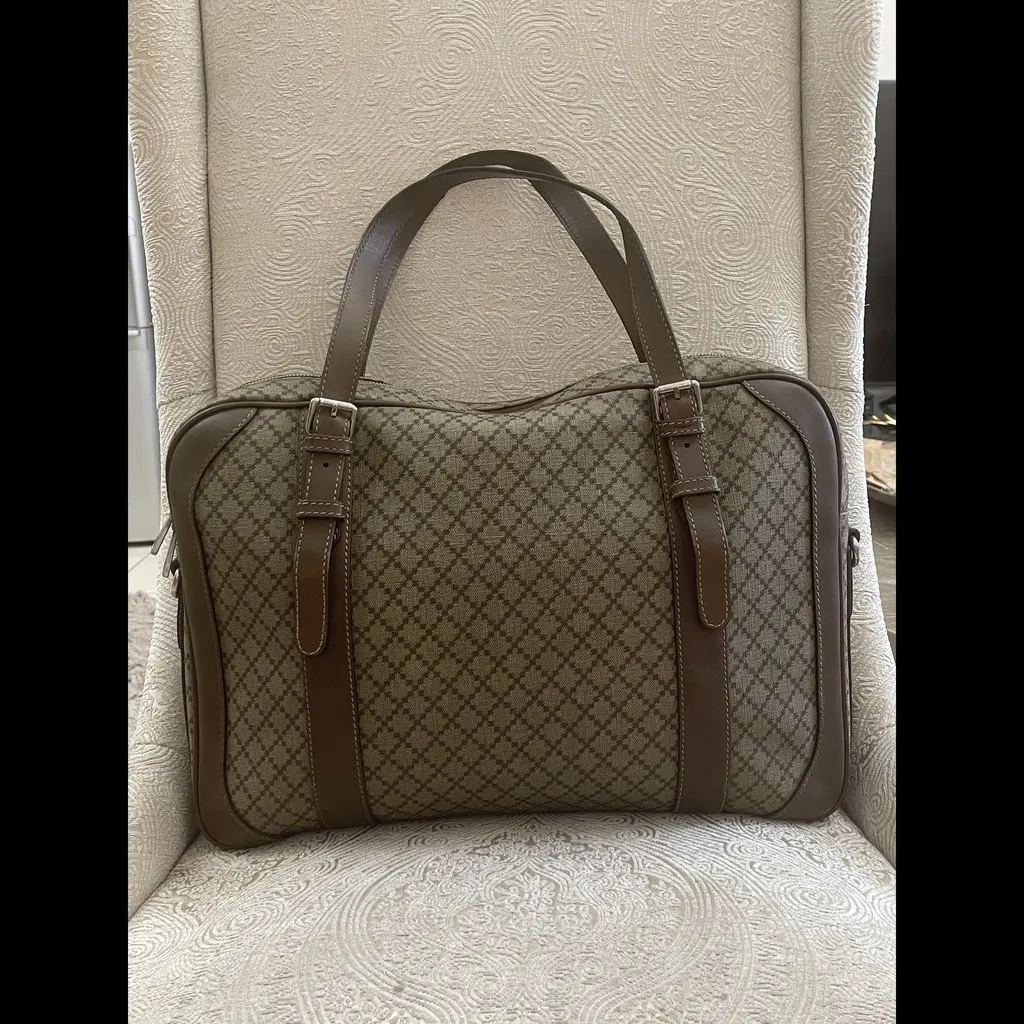Gucci Diamanté Supreme Laptop Bag Brown Leather Good - Inside View