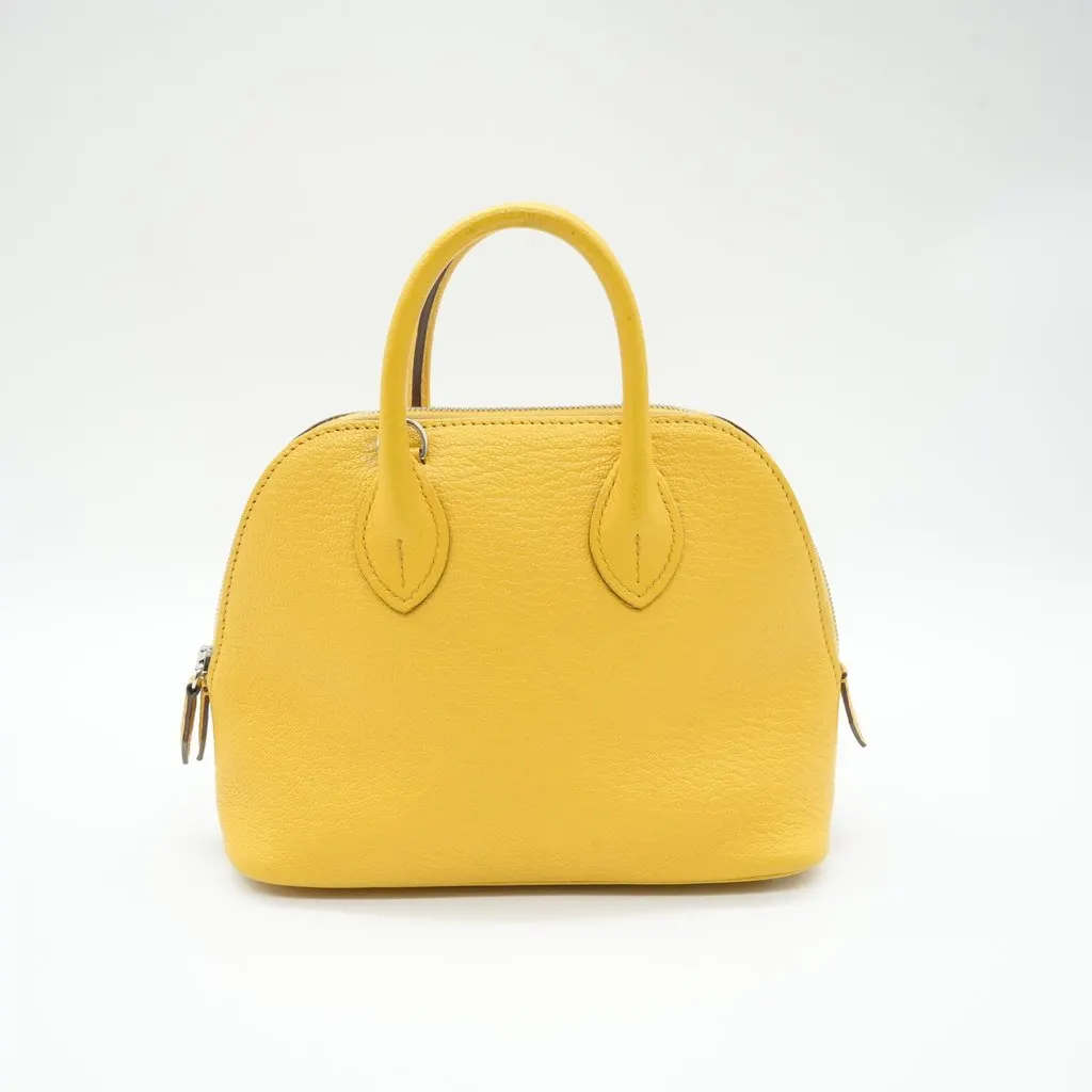 Hermès Bolide 1923 18 Mini Limoncello Chevre Stamp:W(2024) Yellow Leather Good - Back View