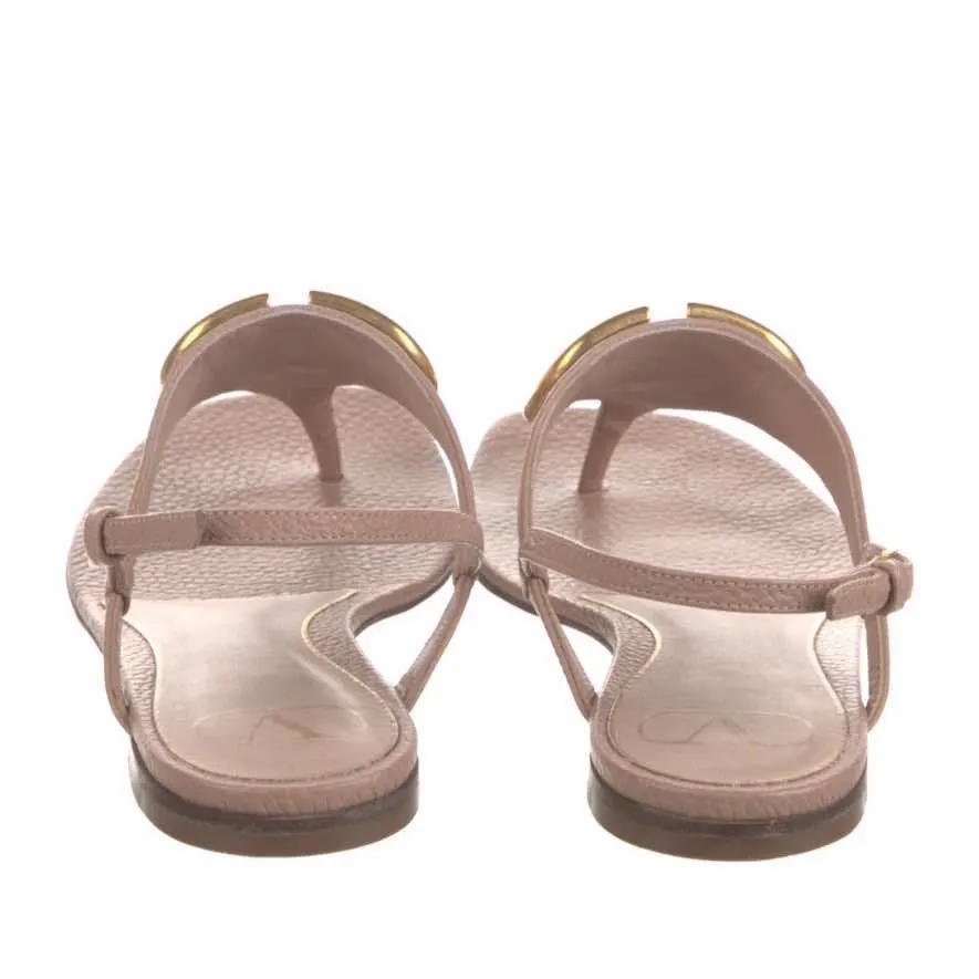 Valentino VLogo Nude Sandals Beige Leather Very good - Back View