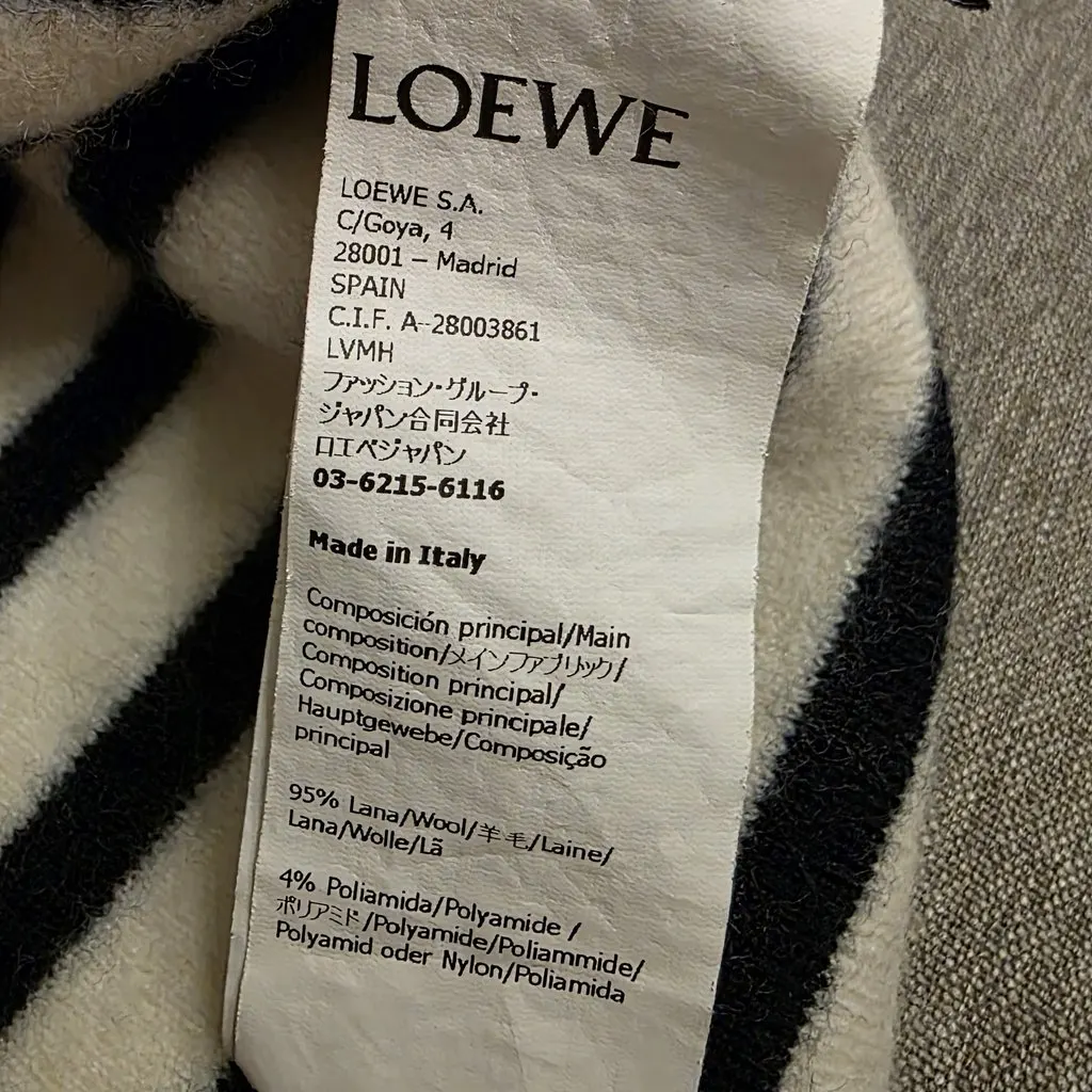 Loewe LOEWE Anagram Striped Cropped Wool Sweater - Size M White Wool Very good - Model View