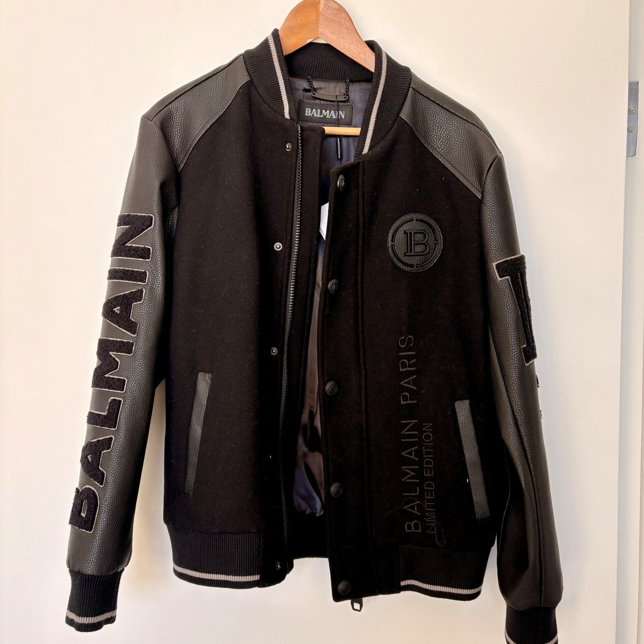 Balmain Balmain Black Varsity Jacket Black FR 46 | Pre-Owned