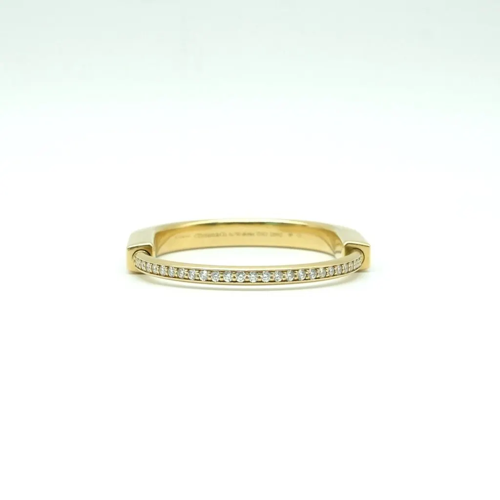 Tiffany & Co Lock Bangle, 18K Yellow Gold, Full Pave Diamonds Small 41.40g Gold Gold Fair - Back View
