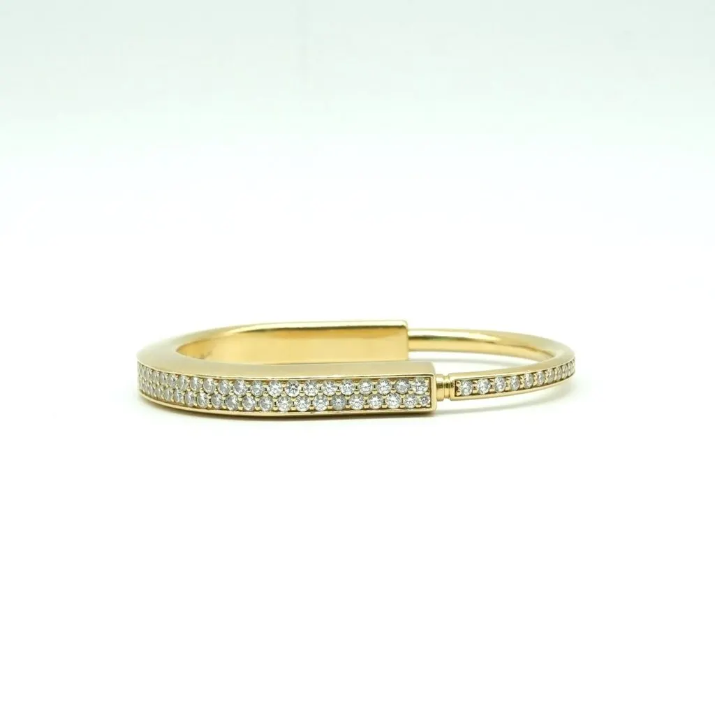 Tiffany & Co Lock Bangle, 18K Yellow Gold, Full Pave Diamonds Small 41.40g Gold Gold Fair - Inside View