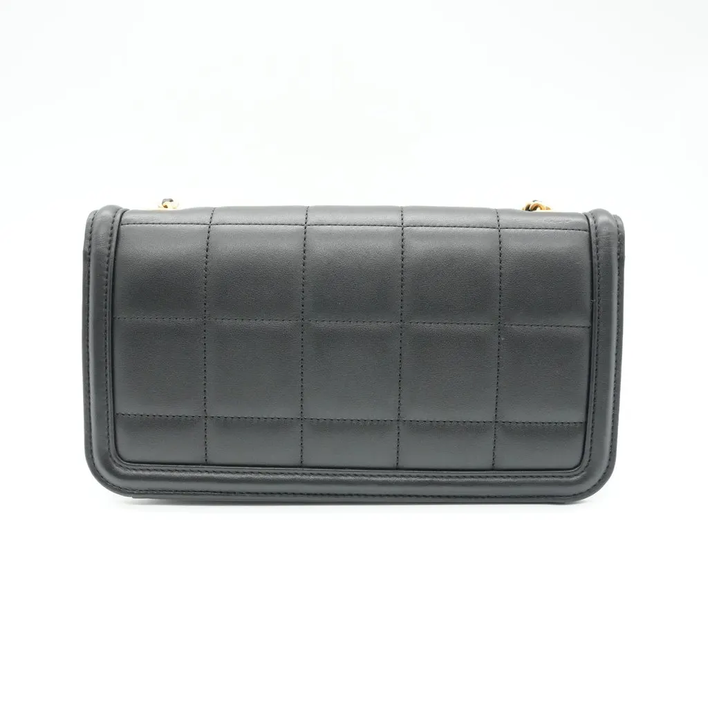 Chanel Small Chocolate Bar Quilt Flap Bag Black Black Leather Very good - Back View