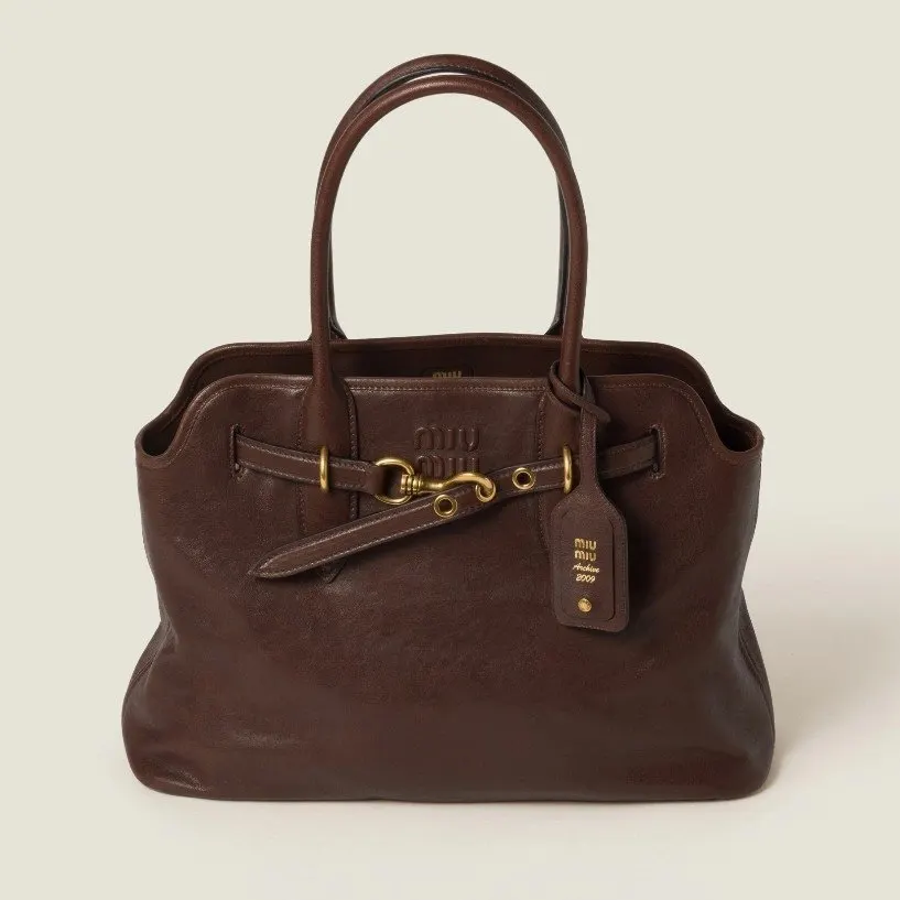 Miu Miu Bag in excellent condition, like new, with no scratches or visible signs of use. The leather is beautifully preserved, and all details and hardware are in excellent condition. An elegant and luxurious bag, perfect for anyone looking for a piece in near-new condition.          . Brown Leather Very good - Box View