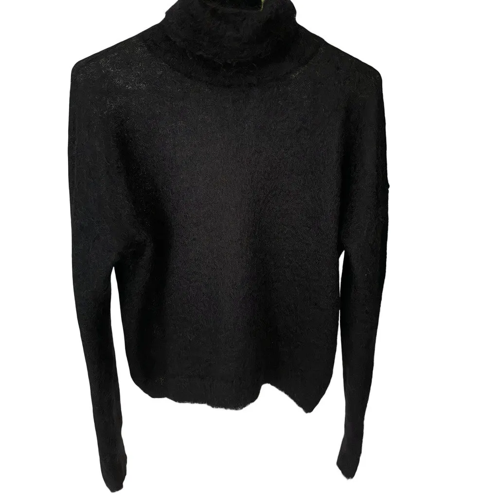 Saint Laurent Saint Laurent Mohair-blend Black Turtleneck Sweater Black Wool Very good - Front View