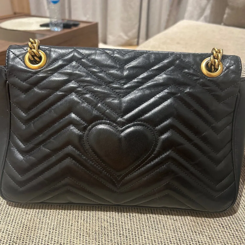 Gucci Marmont Black Leather Very good - Back View