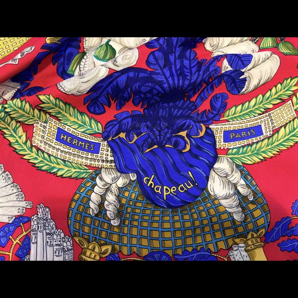 Hermès Hermès Chapeau Scarf- Rare Red Silk Very good - Inside View
