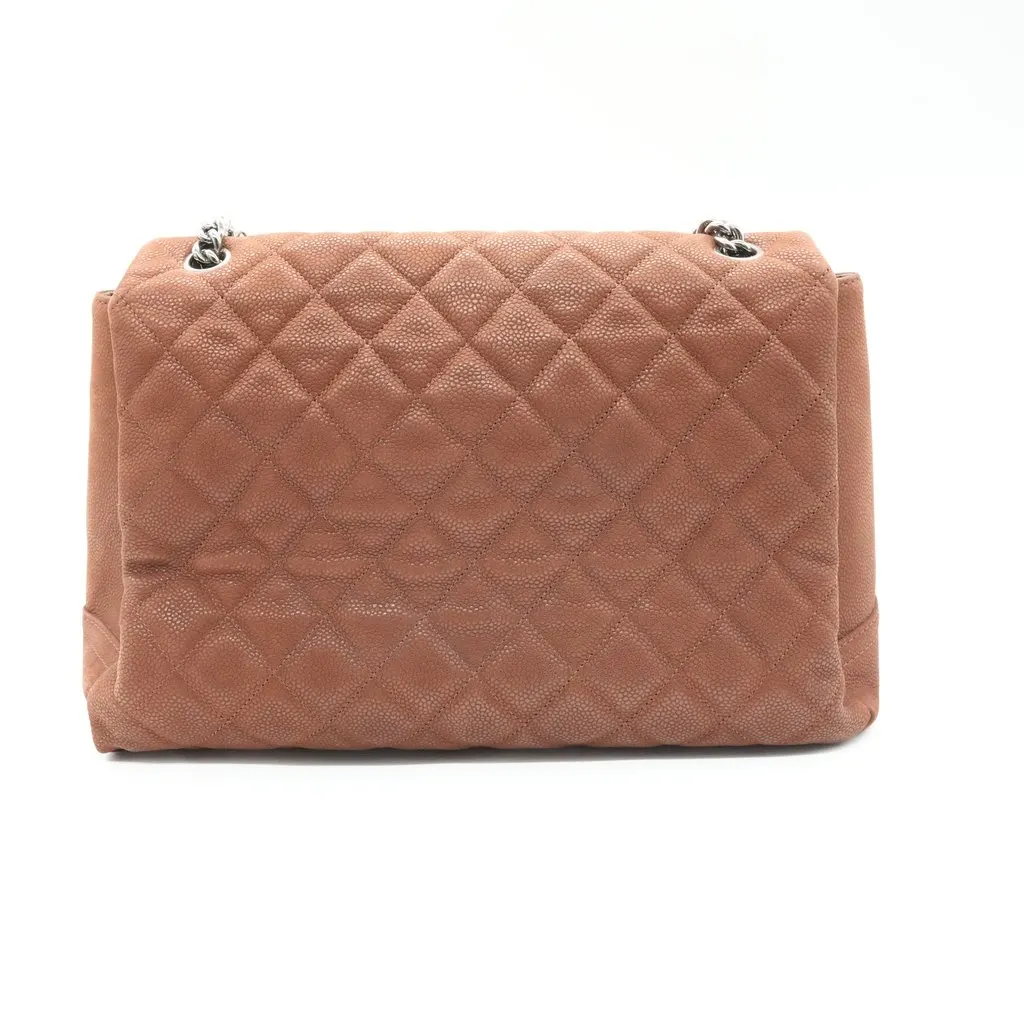 Chanel Classic Flap Shoulder Bag Quilted Leather Chocolate Brown Brown Leather Good - Back View