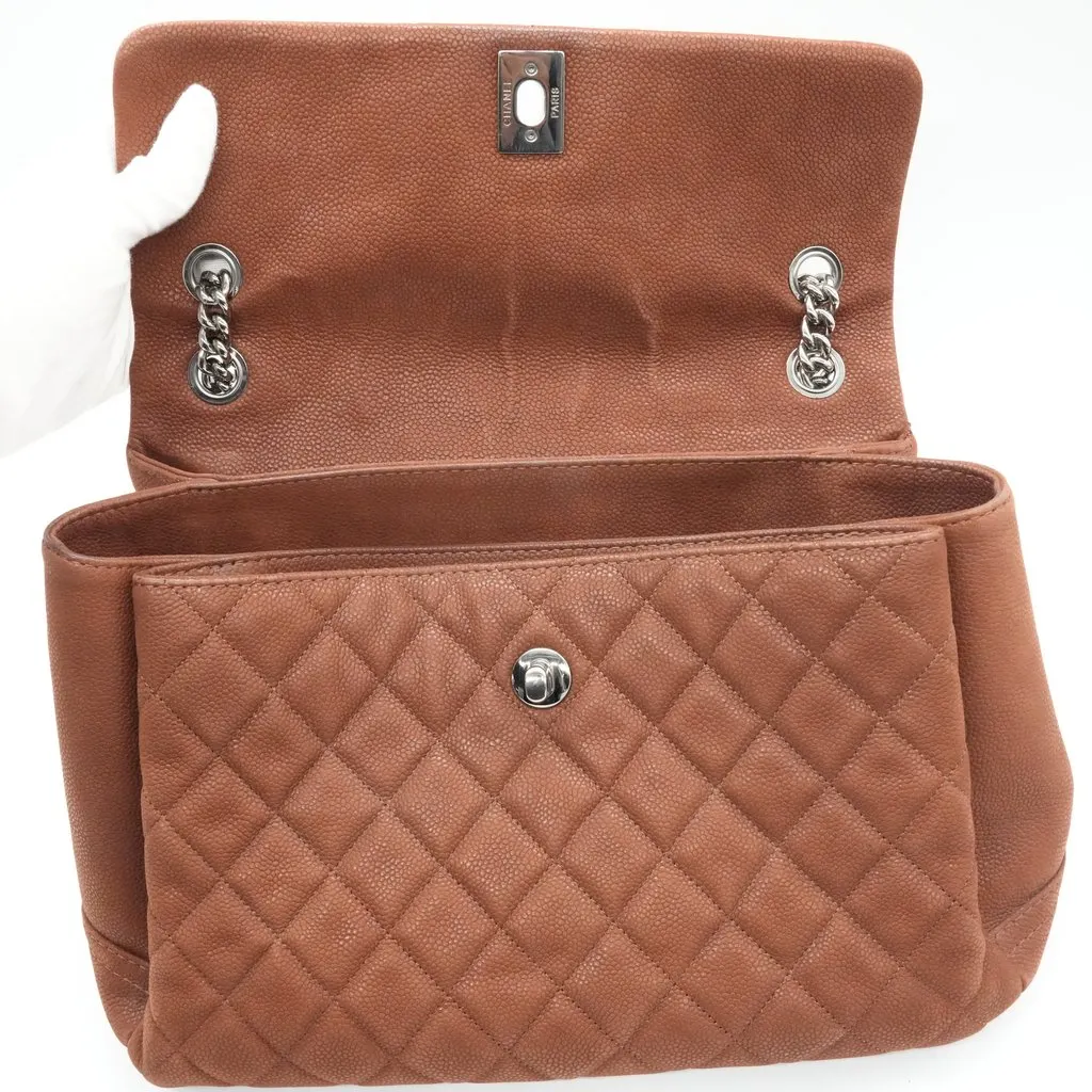 Chanel Classic Flap Shoulder Bag Quilted Leather Chocolate Brown Brown Leather Good - Box View