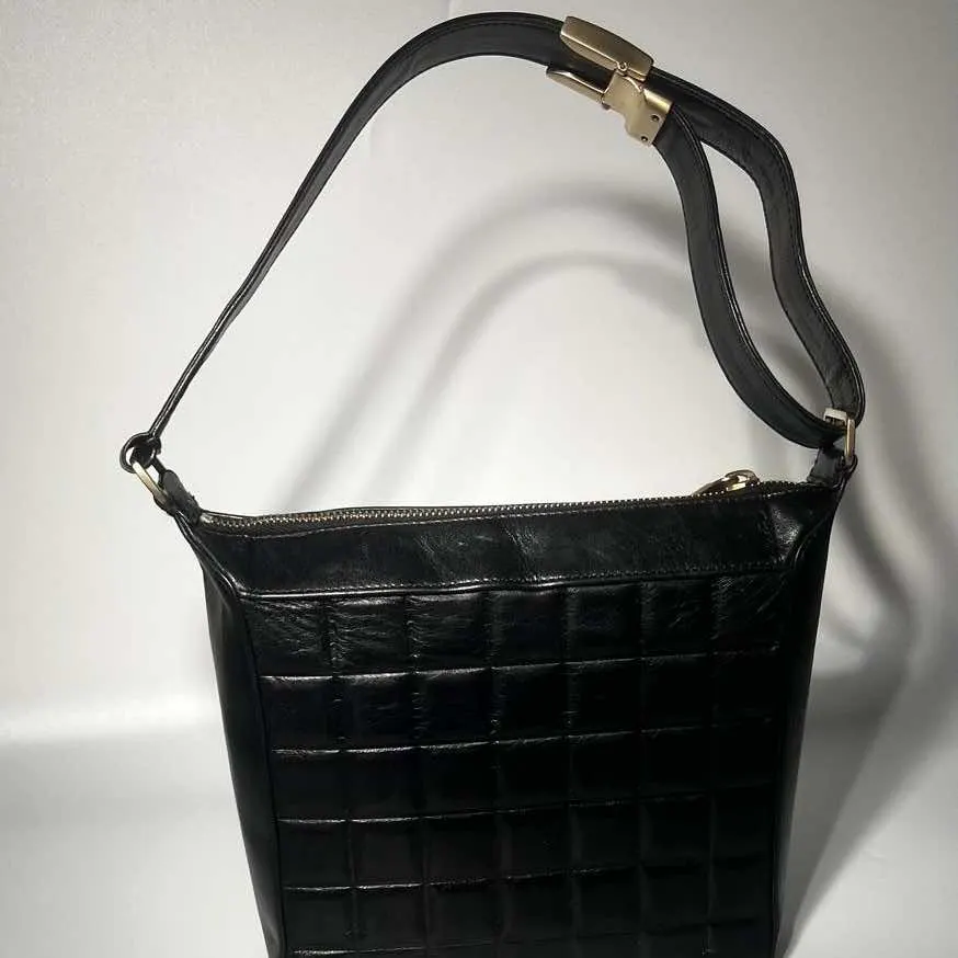 Chanel Chocolate Bar Black Leather Good - Back View
