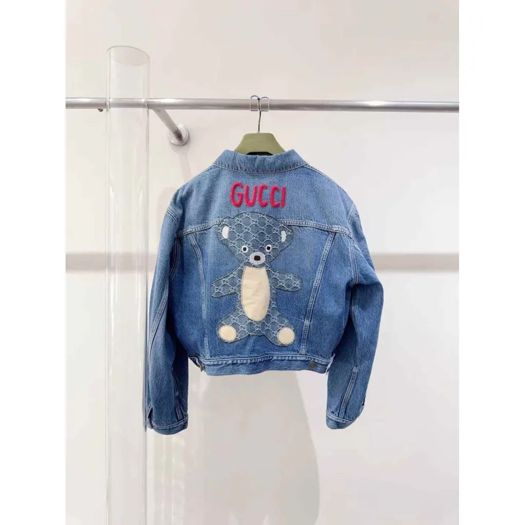 Gucci Blue Cotton Jacket Blue Cotton Very good - Model View