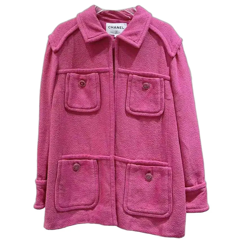 Chanel Pink Tweed Jacket Pink Tweed Very good - Front View
