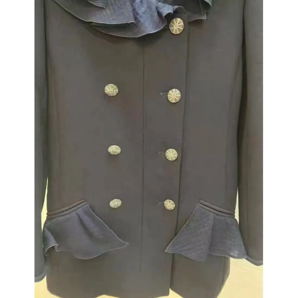Chanel Navy Wool Coat Navy Wool Very good - Back View