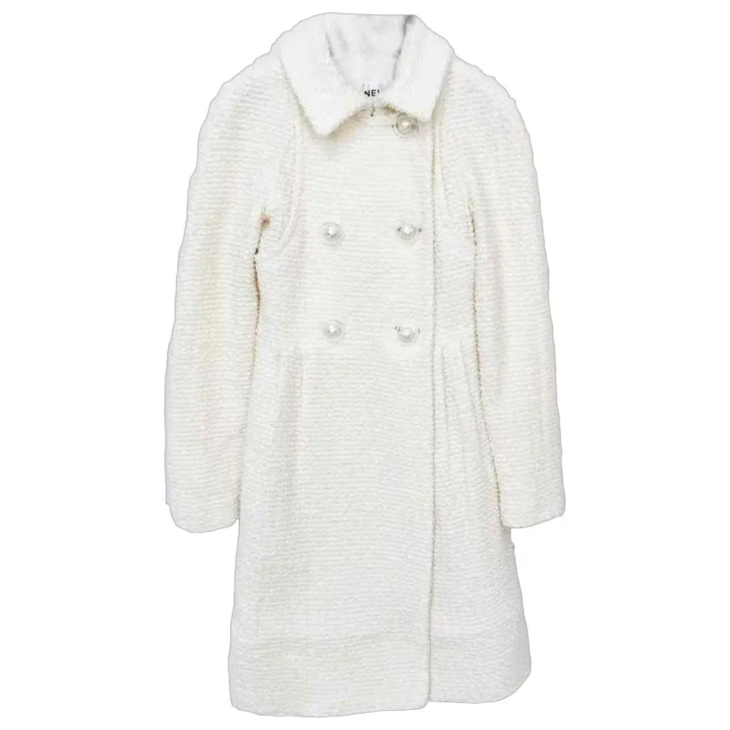 Chanel White Wool Coat White Wool Very good - Front View