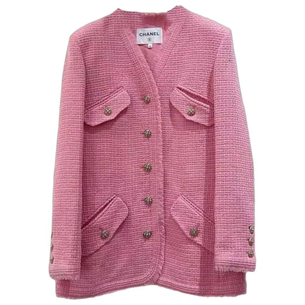 Chanel La Petite Veste Noire Pink Tweed Jacket Pink Tweed Very good - Front View