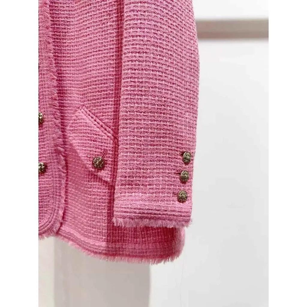 Chanel La Petite Veste Noire Pink Tweed Jacket Pink Tweed Very good - Model View
